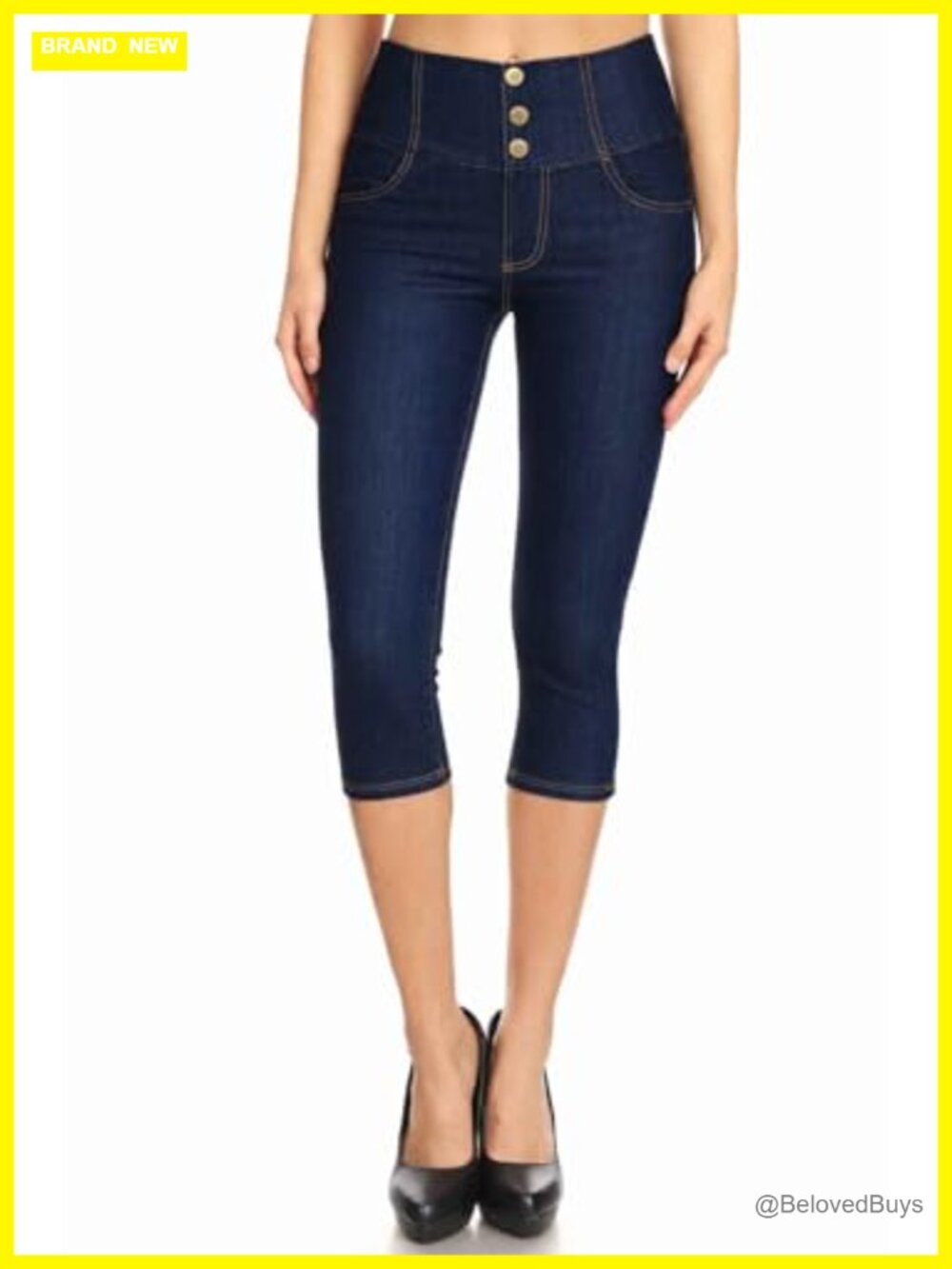 Pull On Stretch Denim Capri Jeggings with Pockets